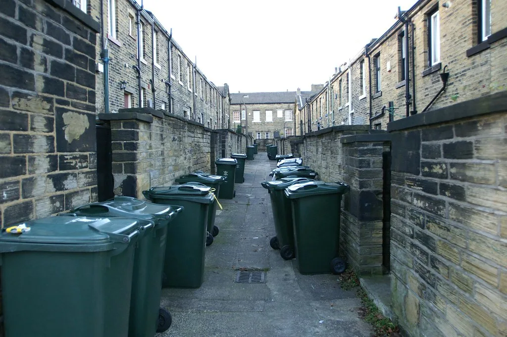 Wheelie bins put out for collection. Stock photo, not taken in Dartford