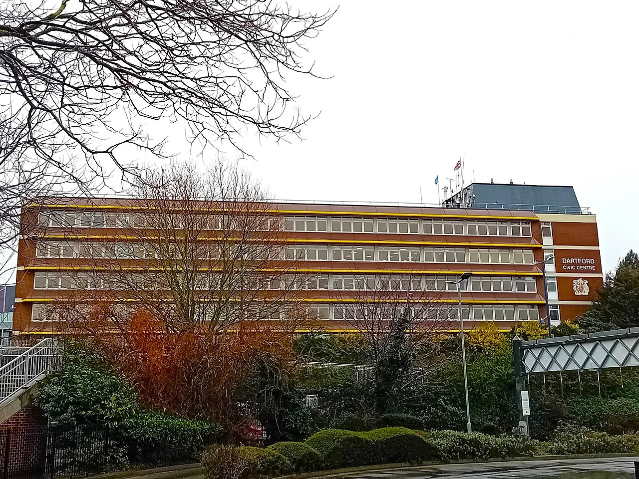 Dartford Civic Centre on Home Gardens, photographed in January 2024. The borough council based there is abolished on 1 April 2028.