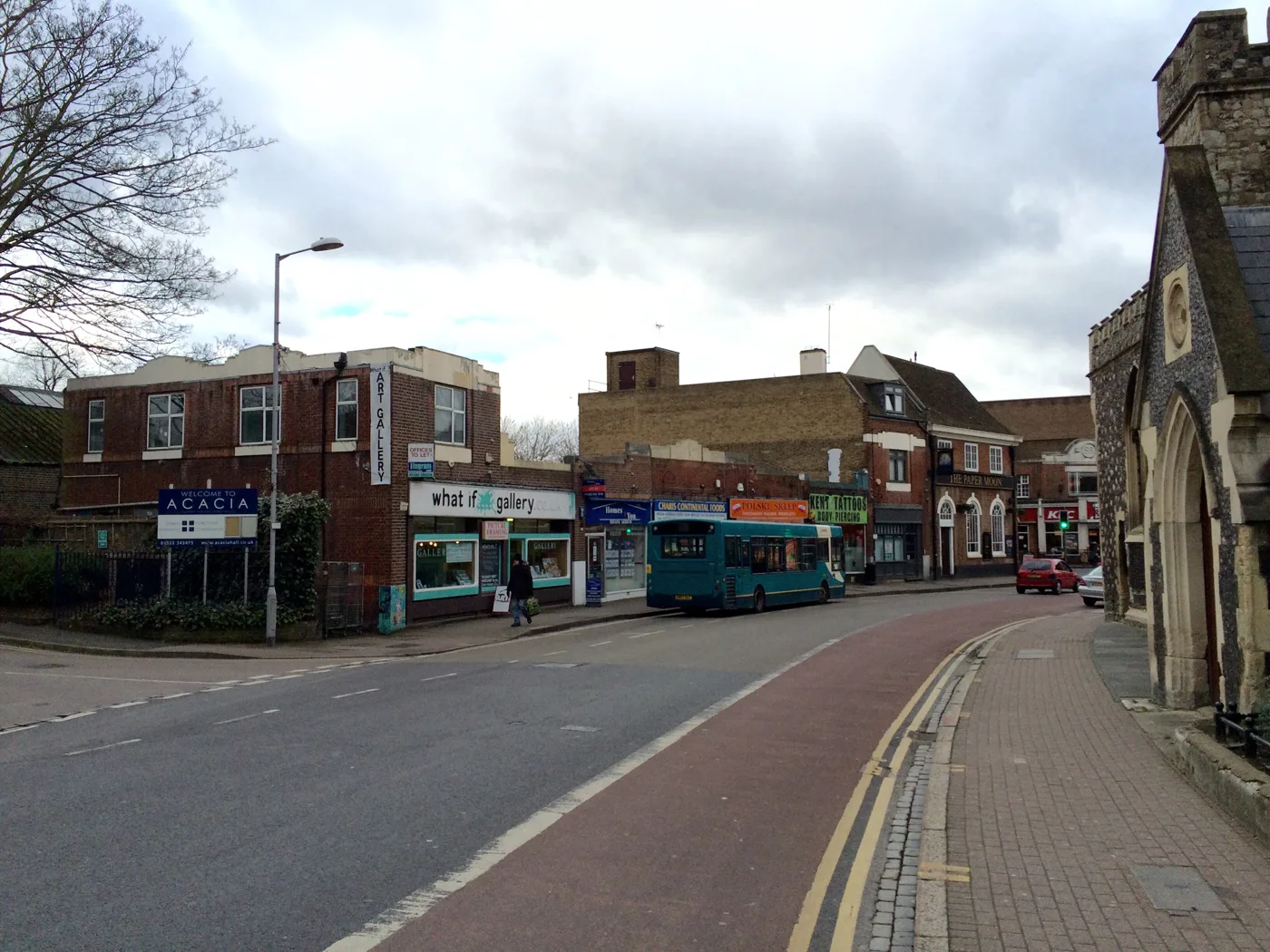 Shops on Dartford High Street, photographed in February 2016