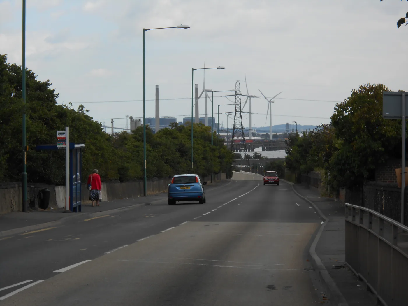 Galley Hill Road, Swanscombe, looking towards the Thames, photographed in August 2014, nine years before the collapse that closed it.